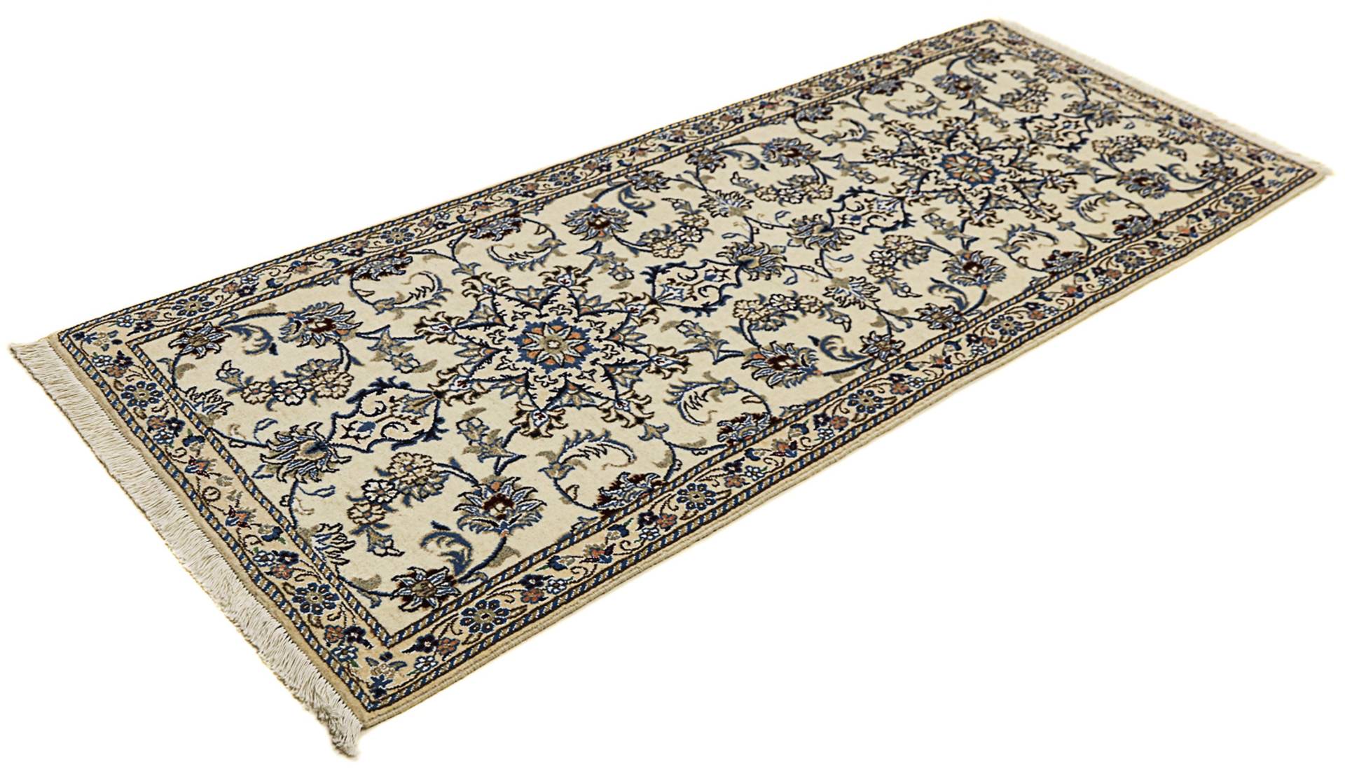morgenland Orientteppich »Perser - Nain - Royal - 198 x 80 cm - beige«, rechteckig, Wohnzimmer, Handgeknüpft, Einzelstück mit Zertifikat von morgenland