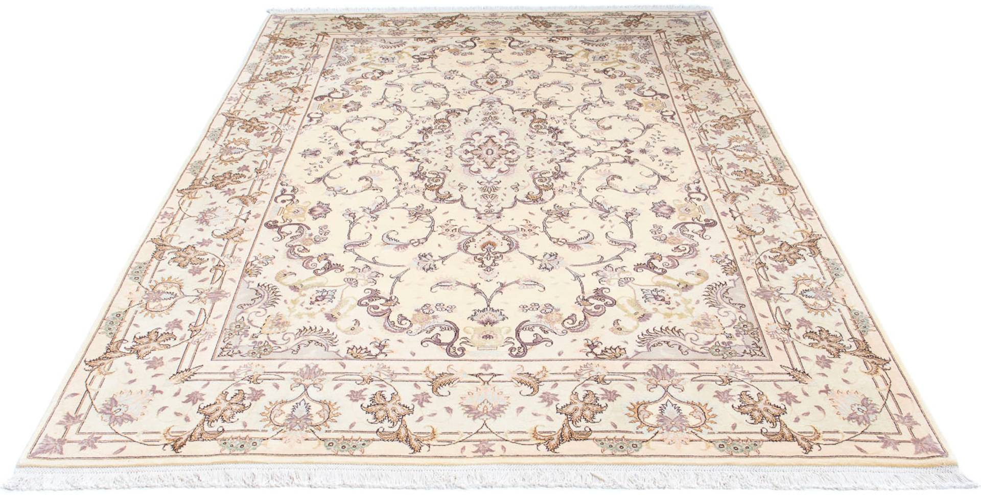 morgenland Orientteppich »Perser - Täbriz - Royal - 239 x 163 cm - beige«, rechteckig, Wohnzimmer, Handgeknüpft, Einzelstück mit Zertifikat von morgenland