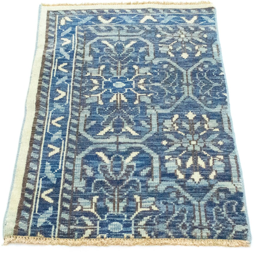morgenland Wollteppich »Designer Teppich handgeknüpft blau«, rechteckig von morgenland