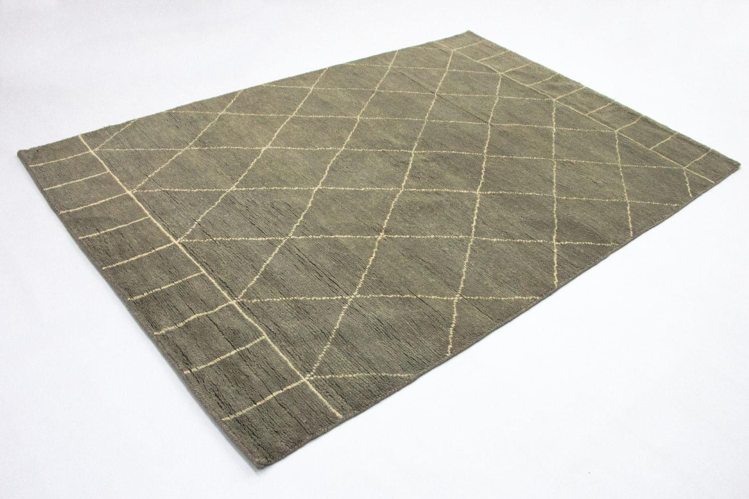 morgenland Wollteppich »Designer Teppich handgeknüpft grün«, rechteckig von morgenland