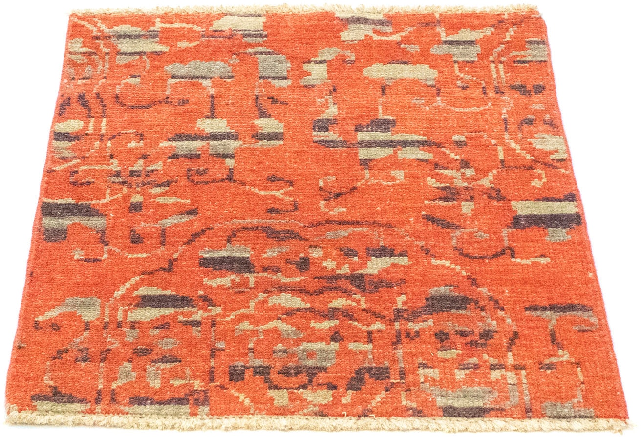 morgenland Wollteppich »Designer Teppich handgeknüpft orange«, quadratisch von morgenland