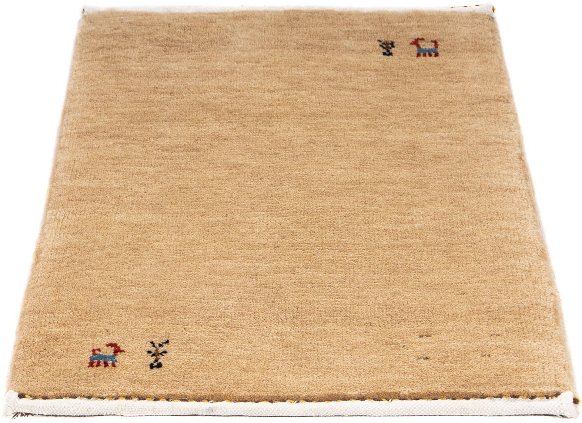morgenland Wollteppich »Gabbeh - Loribaft Perser - 60 x 40 cm - hellbraun«, rechteckig, Wohnzimmer, Handgeknüpft, Einzelstück mit Zertifikat von morgenland