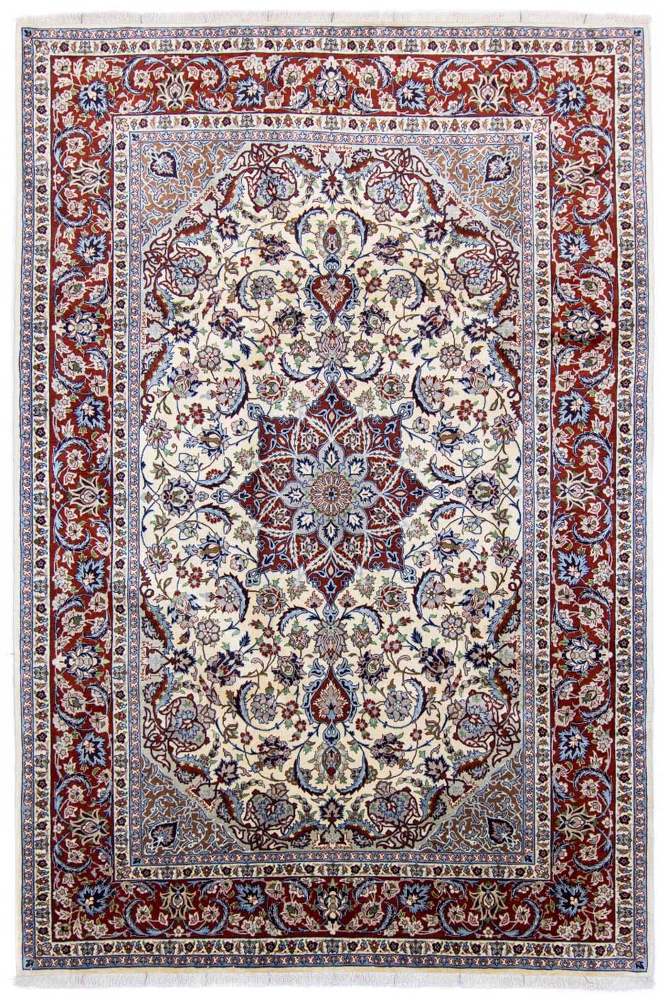 morgenland Wollteppich »Isfahan Medaillon Bianco naturale 304 x 206 cm«, rechteckig von morgenland
