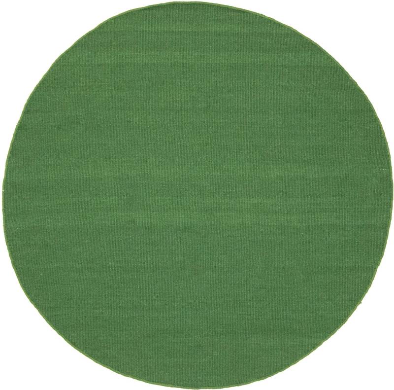 morgenland Wollteppich »KELIM FANCY UNI«, rund, 7 mm Höhe, reine Wolle, Wendbar, Einfarbig, Uni, Wohnzimmer von morgenland