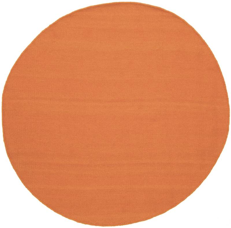 morgenland Wollteppich »KELIM FANCY UNI«, rund, 7 mm Höhe, reine Wolle, Wendbar, Einfarbig, Uni, Wohnzimmer von morgenland