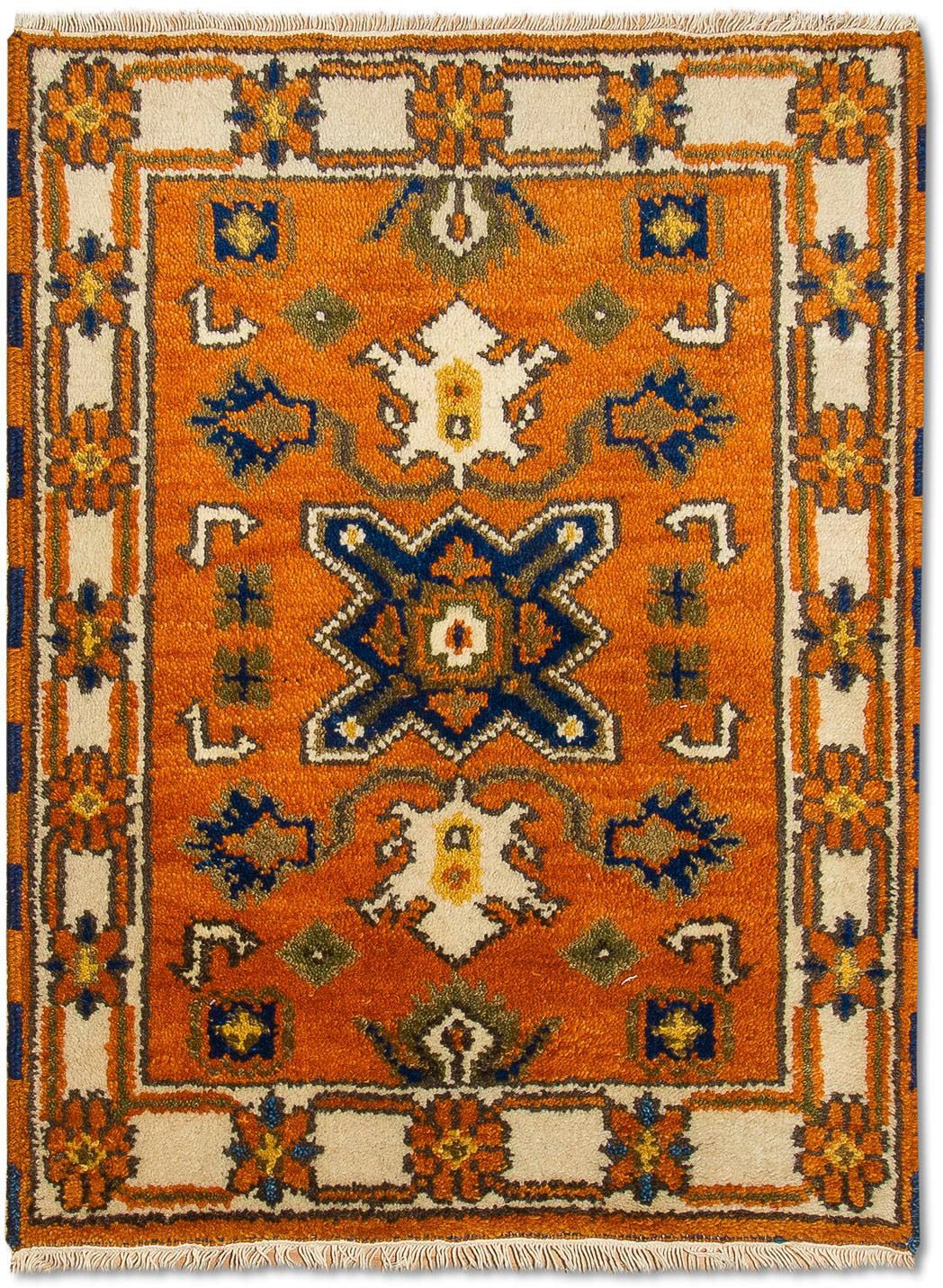 morgenland Wollteppich »Kazak Teppich handgeknüpft orange«, rechteckig von morgenland