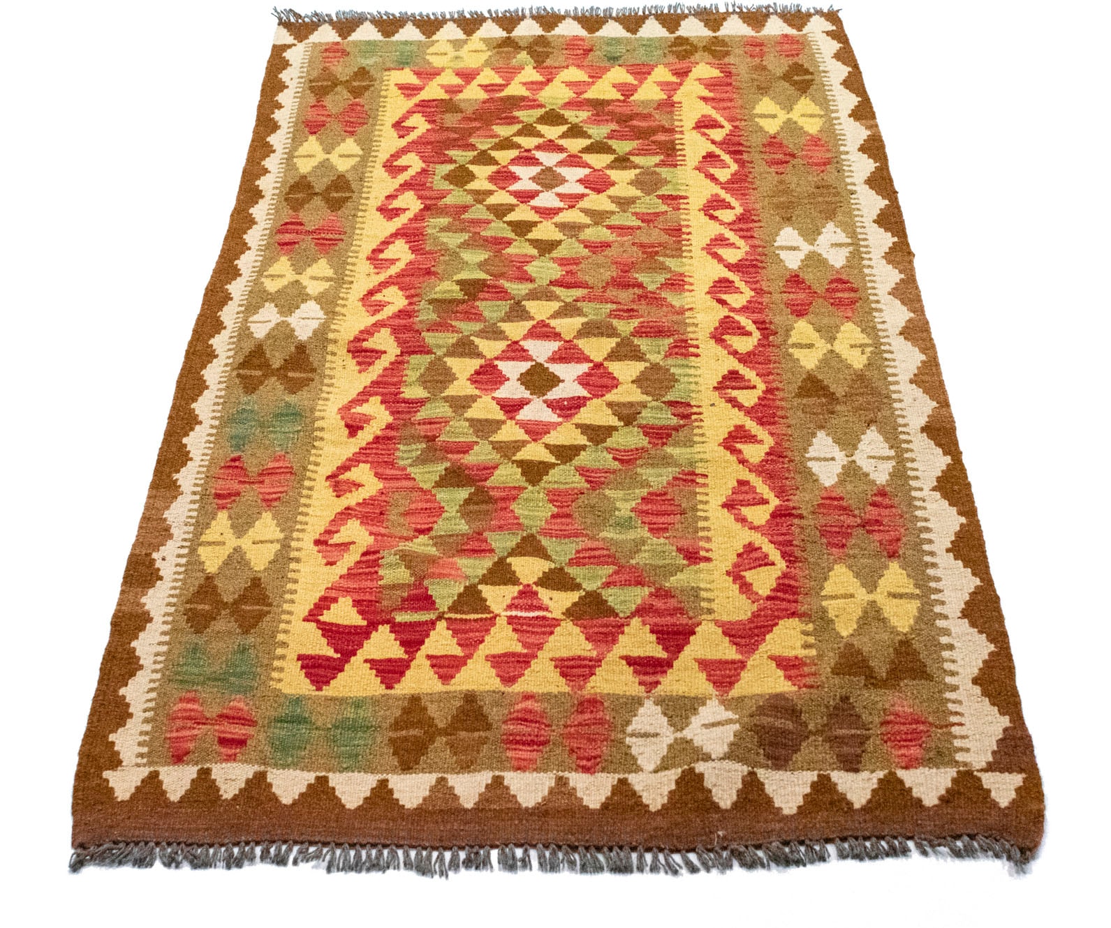 morgenland Wollteppich »Kelim Afghan Teppich handgewebt braun«, rechteckig von morgenland