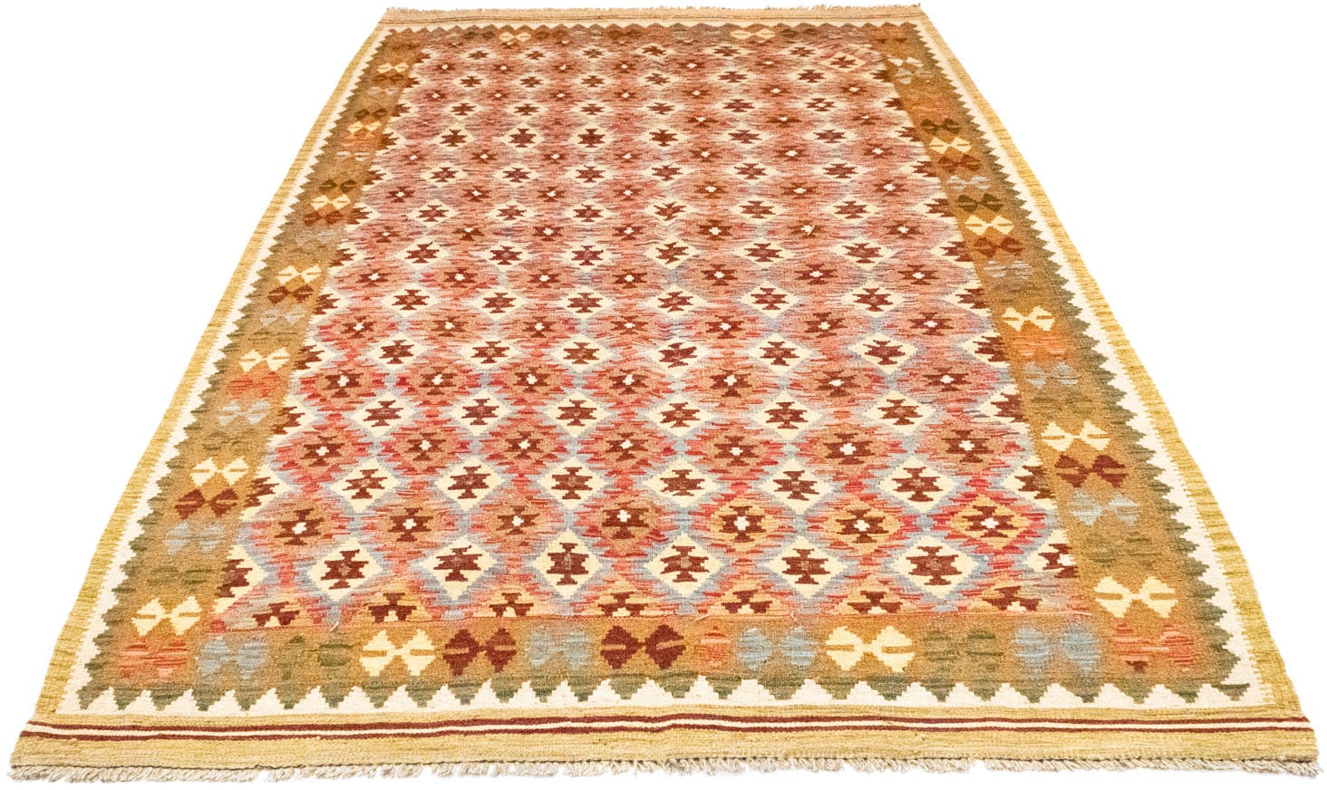 morgenland Wollteppich »Kelim Afghan Teppich handgewebt rosa«, rechteckig von morgenland