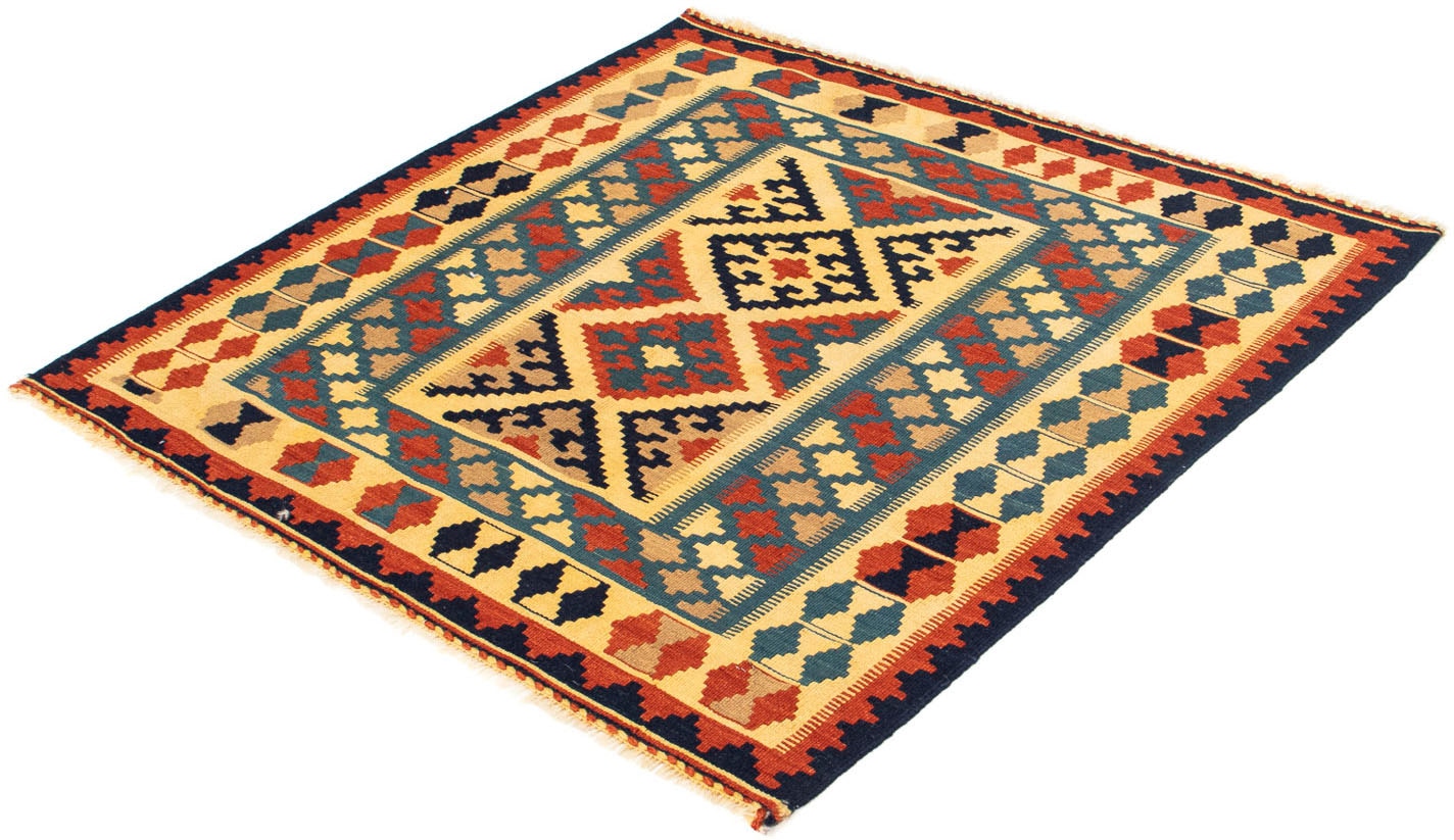 morgenland Wollteppich »Kelim - Oriental quadratisch - 100 x 100 cm - blau«, quadratisch von morgenland