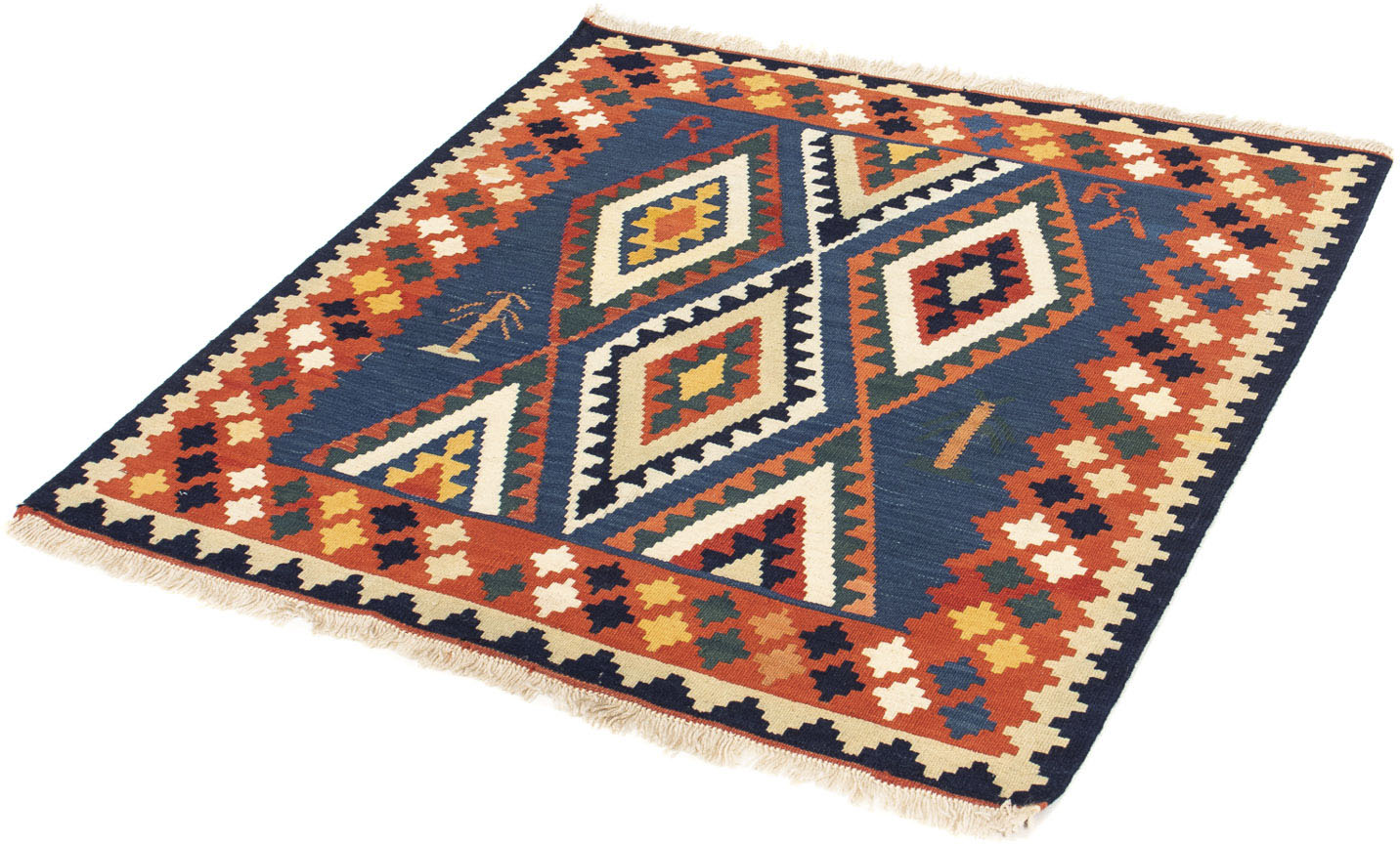 morgenland Wollteppich »Kelim - Oriental quadratisch - 100 x 98 cm - dunkelblau«, quadratisch von morgenland