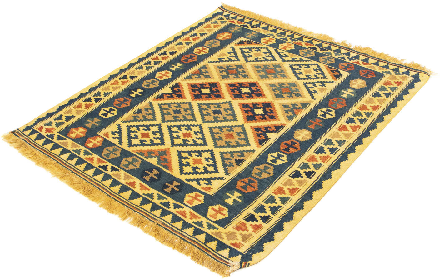 morgenland Wollteppich »Kelim - Oriental quadratisch - 102 x 95 cm - gelb«, quadratisch von morgenland