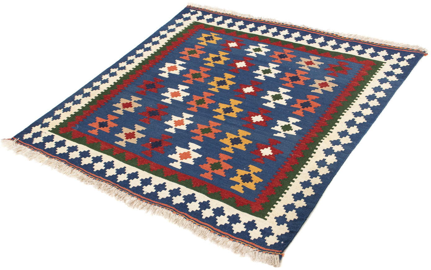 morgenland Wollteppich »Kelim - Oriental quadratisch - 104 x 100 cm - dunkelblau«, quadratisch von morgenland