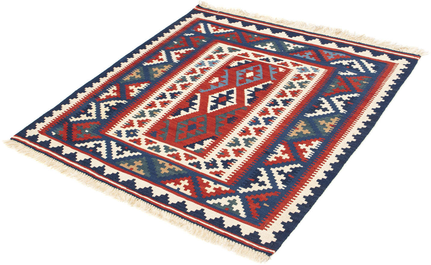 morgenland Wollteppich »Kelim - Oriental quadratisch - 98 x 93 cm - dunkelblau«, quadratisch von morgenland