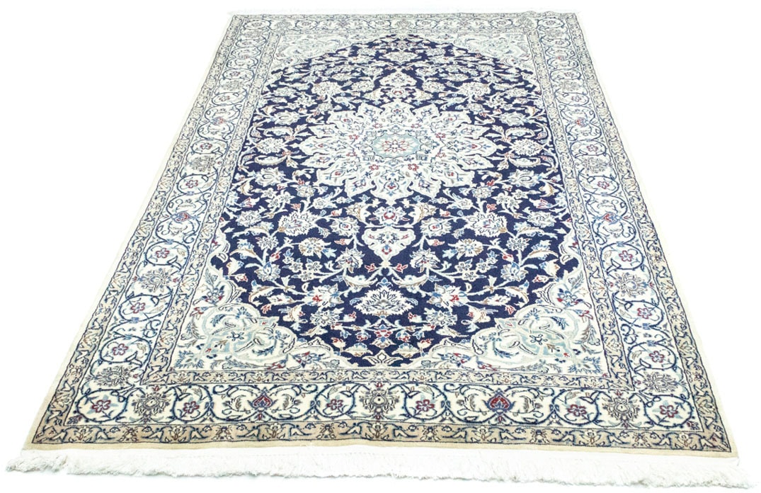 morgenland Wollteppich »Nain Medaillon Blu scuro 215 x 130 cm«, rechteckig von morgenland