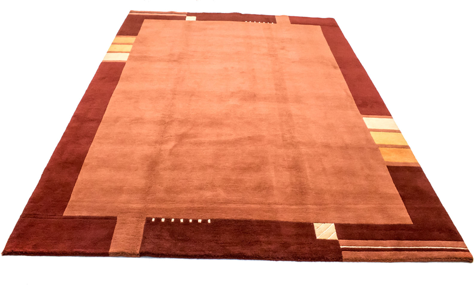 morgenland Wollteppich »Nepal Teppich handgeknüpft orange«, rechteckig von morgenland