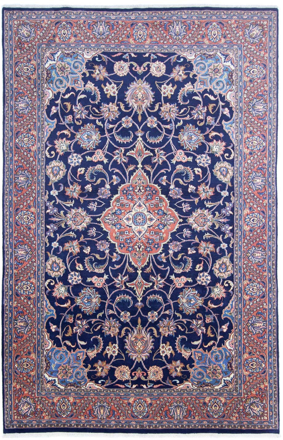 morgenland Wollteppich »Sarough Medaillon Blu scuro 300 x 193 cm«, rechteckig von morgenland