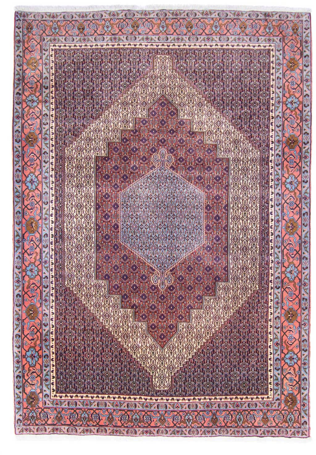 morgenland Wollteppich »Senneh Medaillon Blu scuro 305 x 202 cm«, rechteckig von morgenland