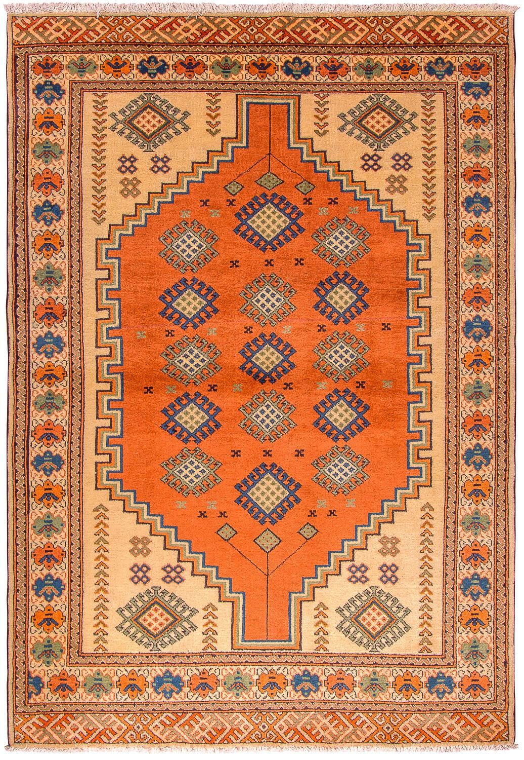 morgenland Wollteppich »Turkaman Teppich handgeknüpft orange«, rechteckig von morgenland