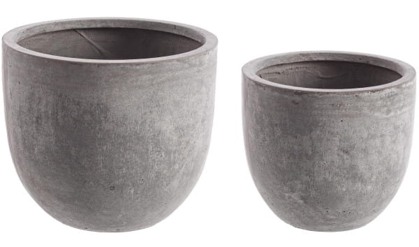 Vase Cement rund niedrig Grau (2er-Set) von mutoni lifestyle