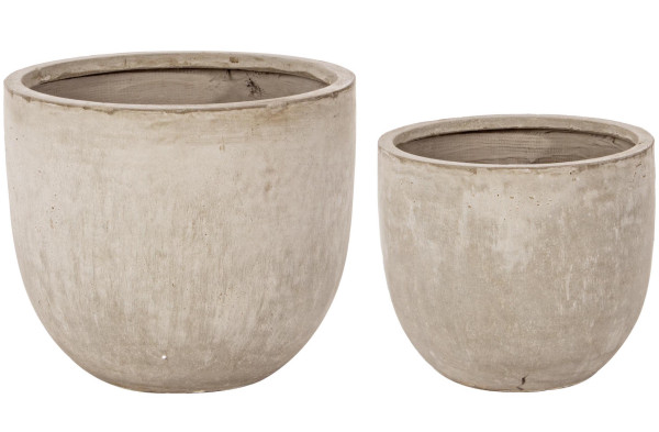 Vase Cement rund niedrig Sand (2er-Set) von mutoni lifestyle