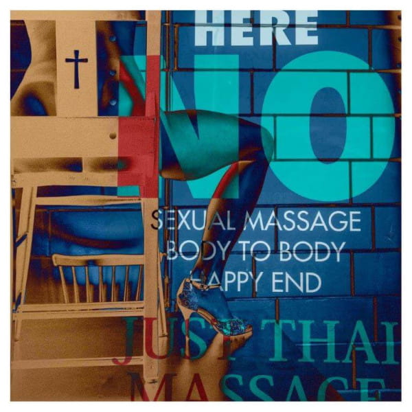 Glasbild Massage Happy End 100x100 von mutoni vintage