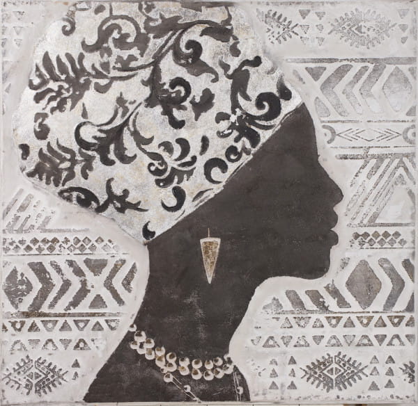 Wandbild Frau im Profil 1 handgefertigt 90x90 von mutoni vintage