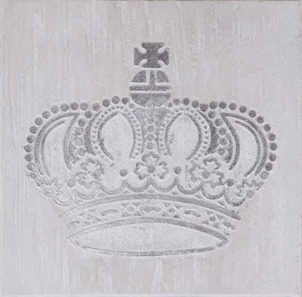 Wandbild Krone silber handgefertigt 60x60 von mutoni vintage
