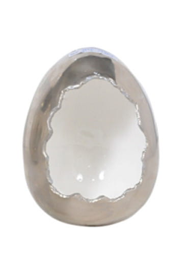 Windlicht Egg silber-weiss 15 von mutoni vintage