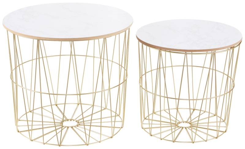 my Flair Beistelltisch »St. Tropez«, (Set, 2 St.), goldfarben mit Platte in Marmor-Optik von my Flair