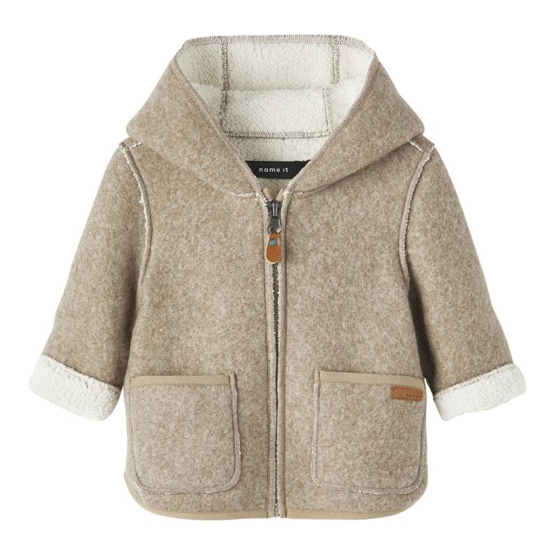 Jacke mit Kapuze Wollwalk-Optik Teddyfell von name it