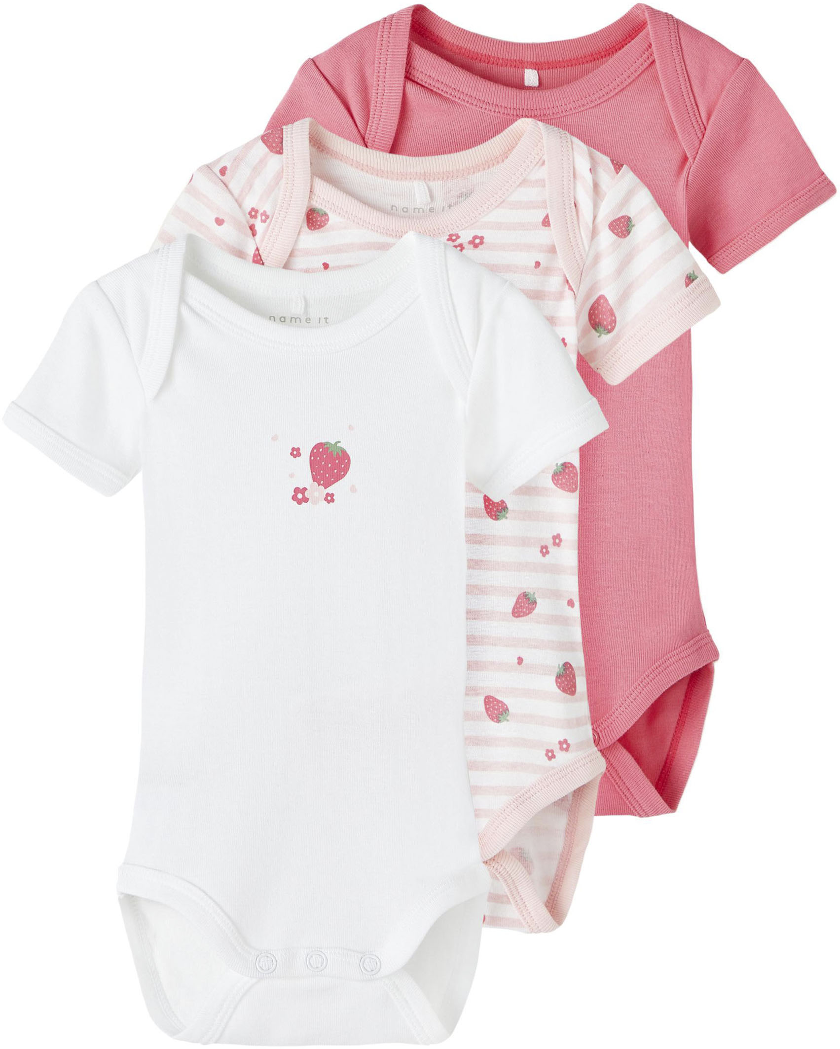 Name It Kurzarmbody »NBFBODY 3P SS STRAWBERRY NOOS«, (Packung, 3 tlg.) von name it