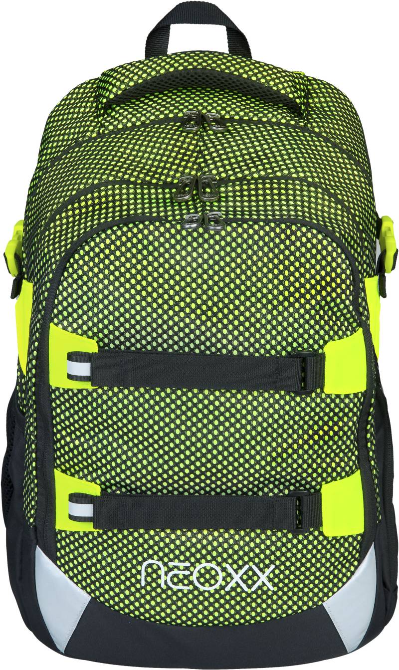 neoxx Schulrucksack »Active, All about Neon«, reflektierende Details, aus recycelten PET-Flaschen von neoxx