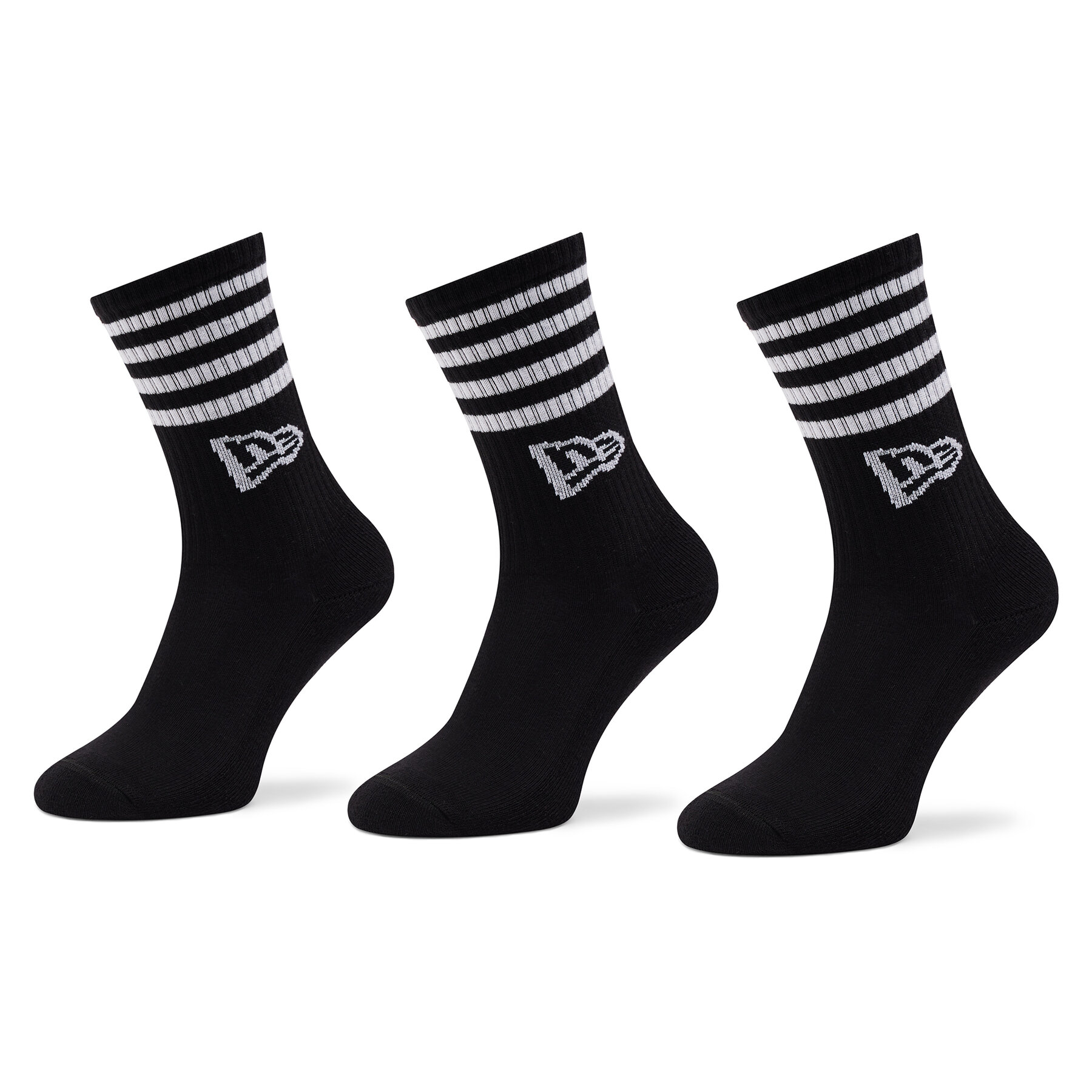 3er-Set hohe Unisex-Socken New Era Stripe Crew 13113627 Black von new era