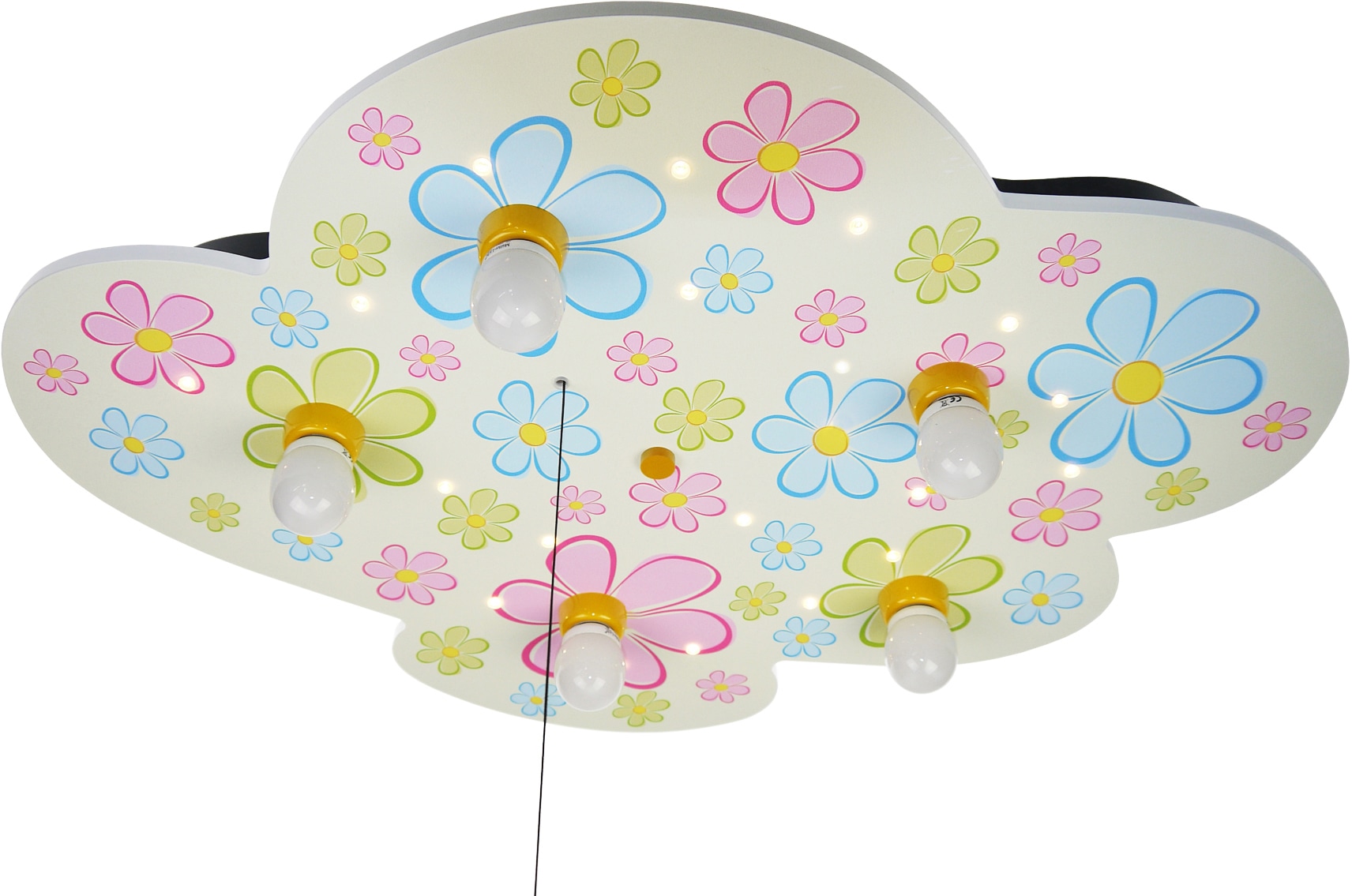 niermann LED Deckenleuchte »Wolke Blumen«, 5 flammig-flammig, Kinderzimmerlampe. Wolke, Bunte Blumen von niermann