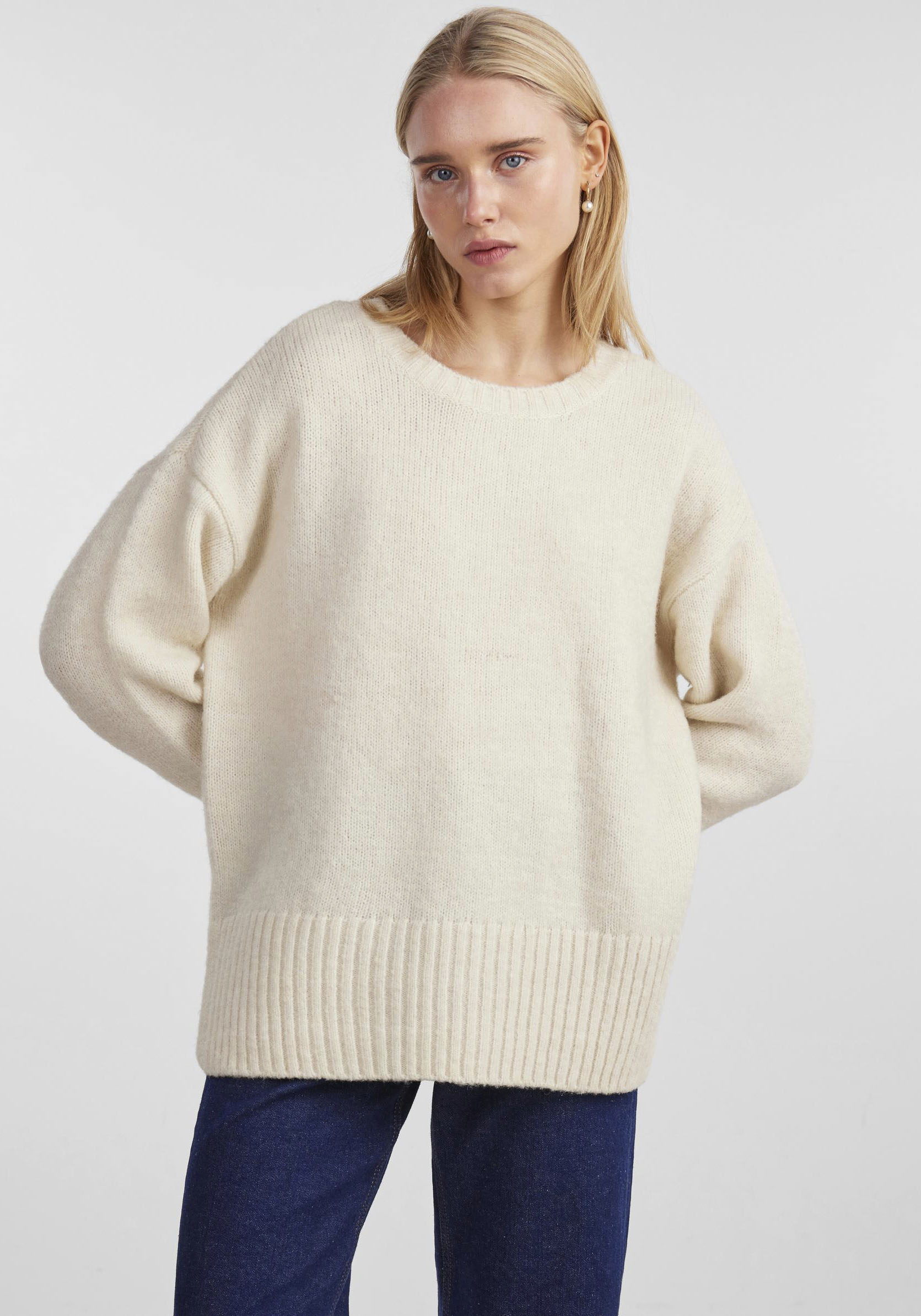 pieces Rundhalspullover »PCNANCY LS LOOSE O-NECK KNIT NOOS BC« von pieces