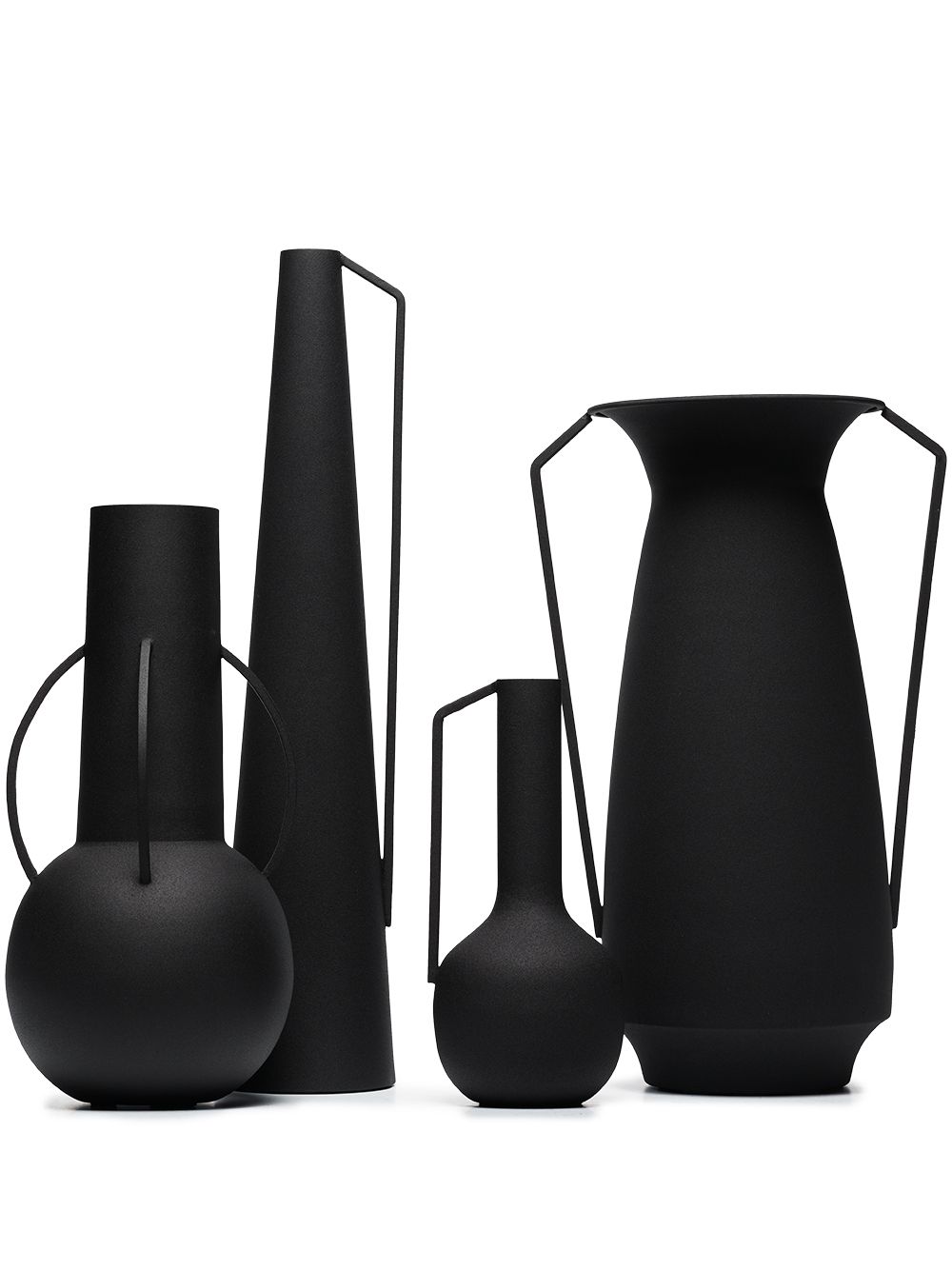 POLSPOTTEN Roman powder-coated vases (set of 4) - Black