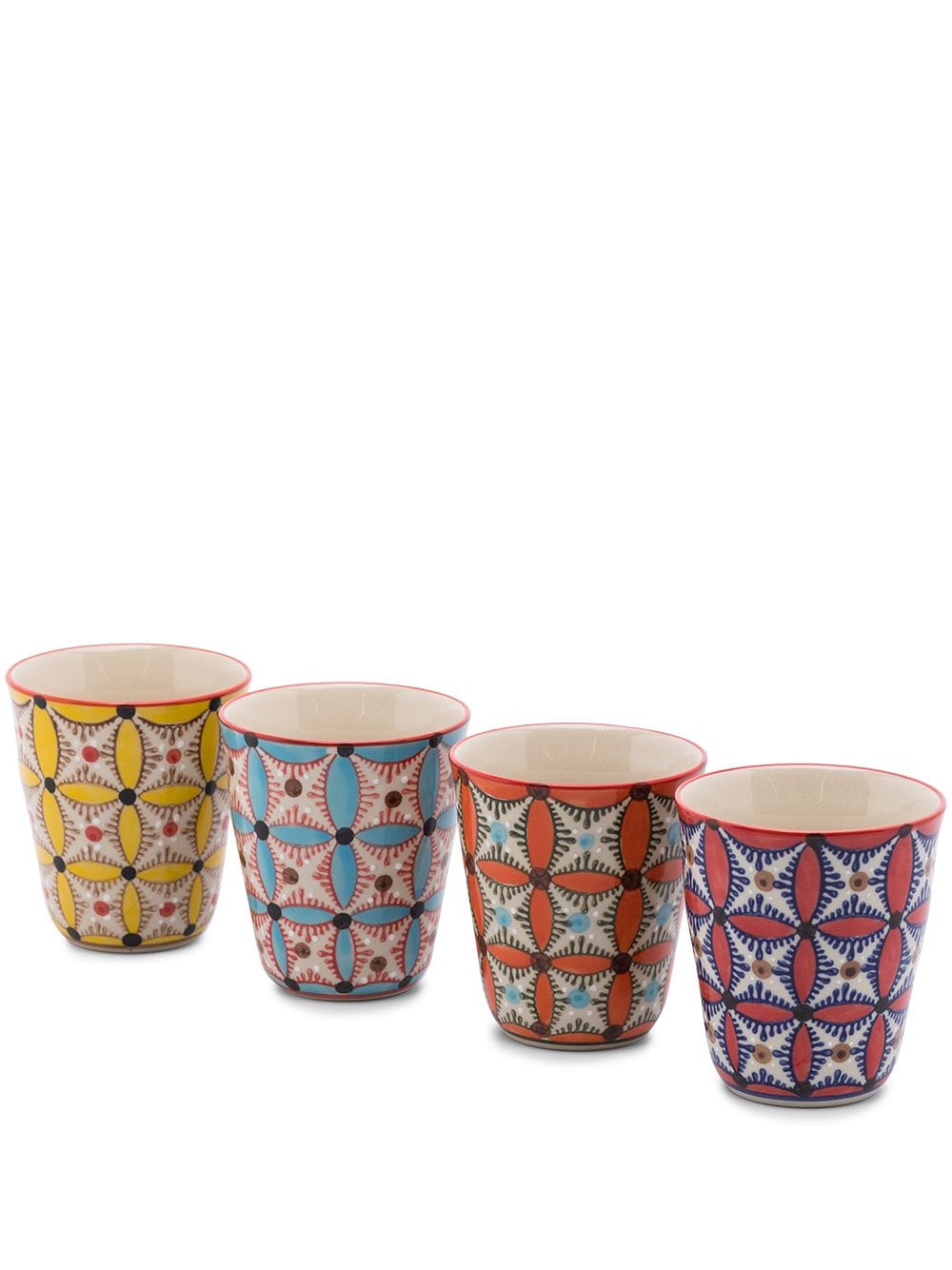 POLSPOTTEN Hippy hand-painted cups (set of 4) - Blue von POLSPOTTEN