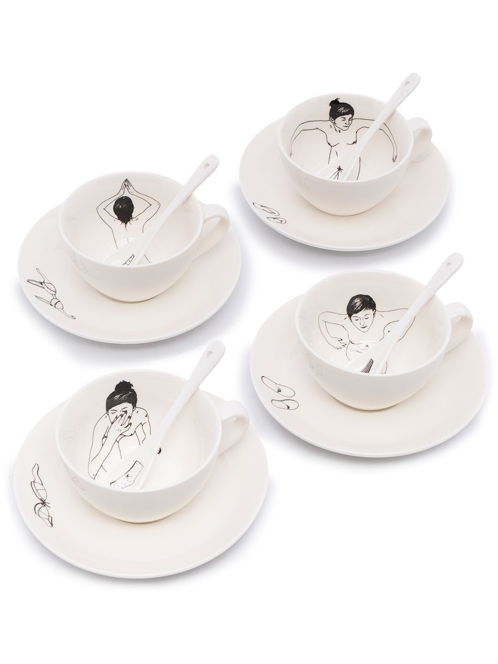 POLSPOTTEN Undressed ceramic tea set - White von POLSPOTTEN