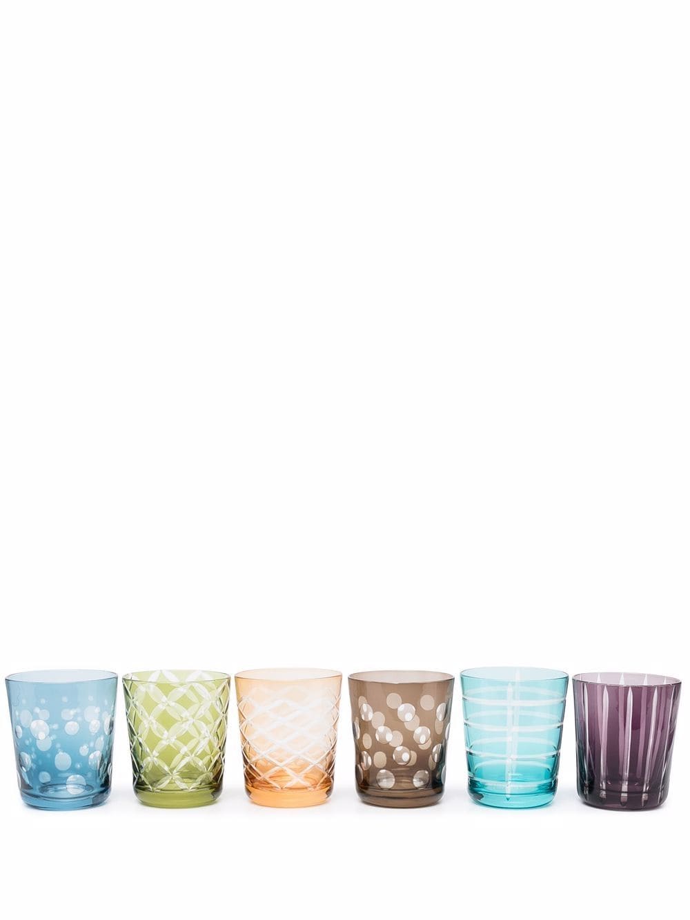 POLSPOTTEN geometric-embossed glasses (set of 6) - Green von POLSPOTTEN