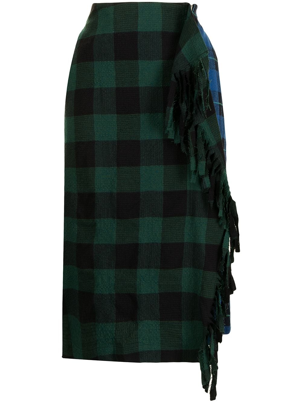 pushBUTTON asymmetric patchwork-tartan midi-skirt - Blue von pushBUTTON