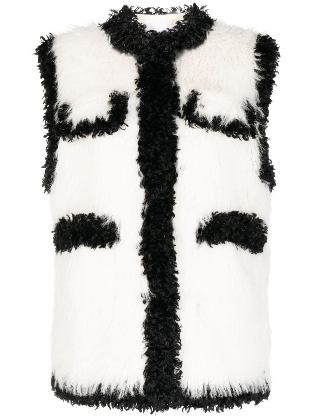 pushBUTTON contrast-trim faux-fur gilet - White von pushBUTTON