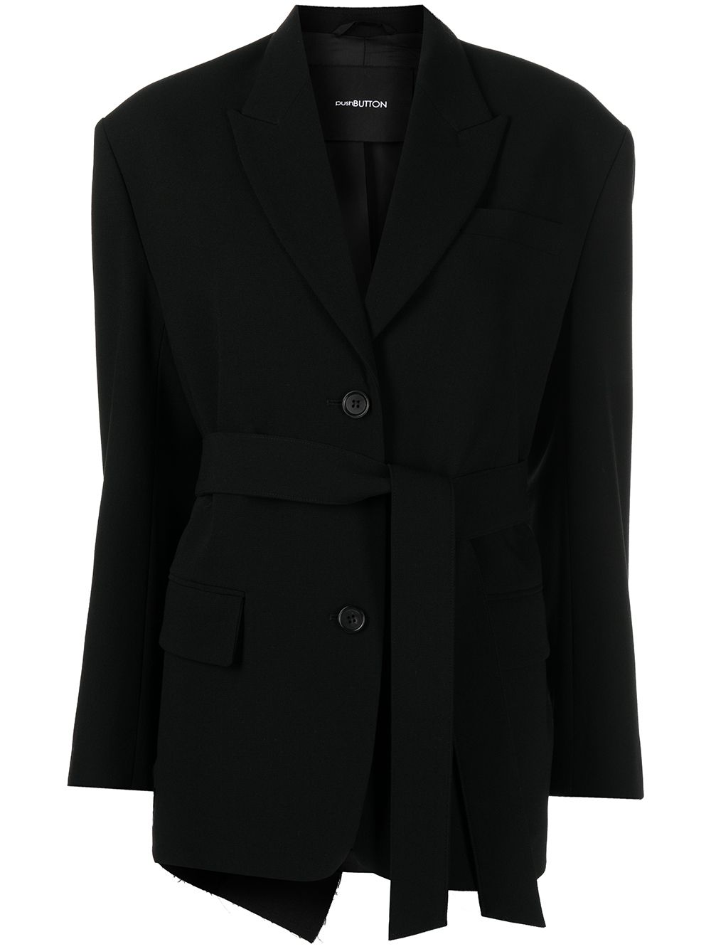 pushBUTTON tie-waist tailored blazer jacket - Black von pushBUTTON