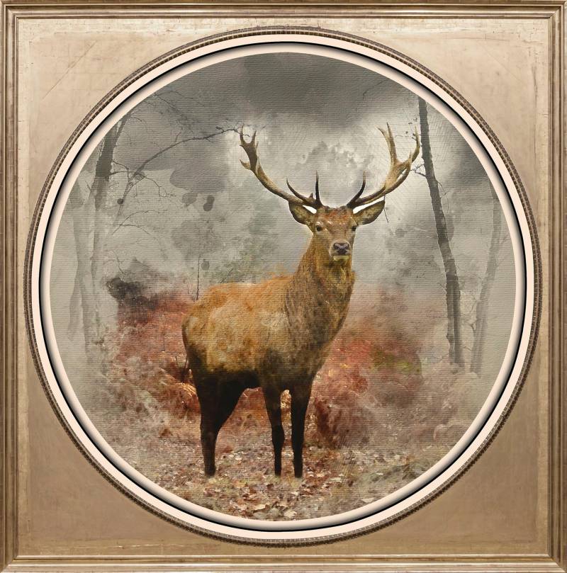 queence Acrylglasbild »Hirsch«, Kunst-Gemälde-Tiere-Hirsch-Hirsche-Hirschbilder-Wildtiere-Wald-Waldbilder, Fine Art-Print in Galeriequalität von queence