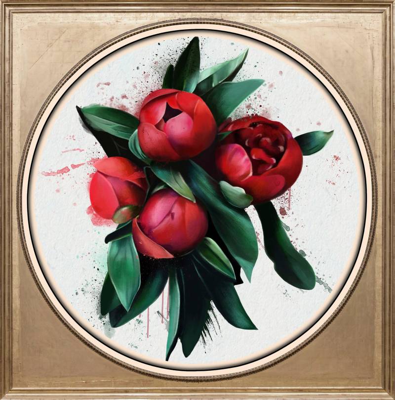queence Acrylglasbild »Rote Blüte«, Blumen-Blumenbilder-Kunst-Pflanzen-Pflanzenbilder-Gemälde, Fine Art-Print in Galeriequalität von queence