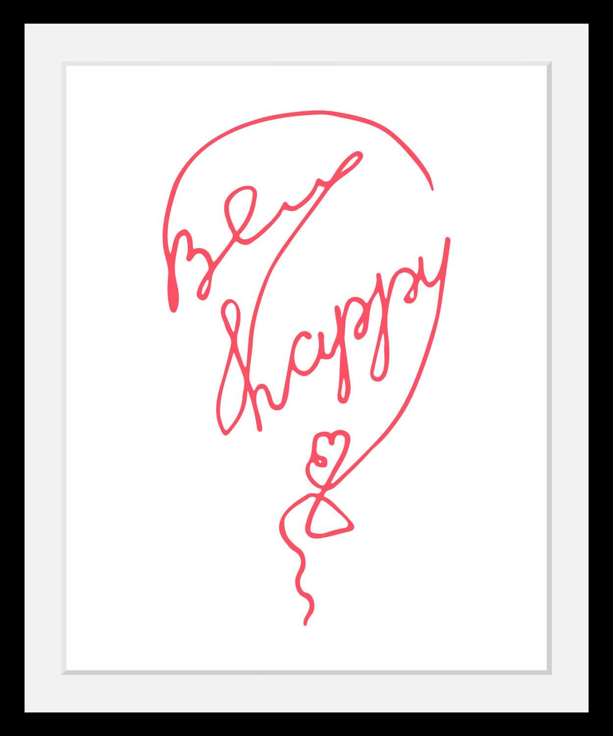 queence Bild »Be Happy«, Schriftzug-Schriftzüge-Herz-Herzbilder-Motivationsbilder, HD Premium Poster-Druck inkl. Holzrahmen queence Bild »Be Happy«, Schriftzug-Schriftzüge-Herz-Herzbilder-Motivationsbilder, HD Premium Poster-Druck inkl. Holzrahmen von queence