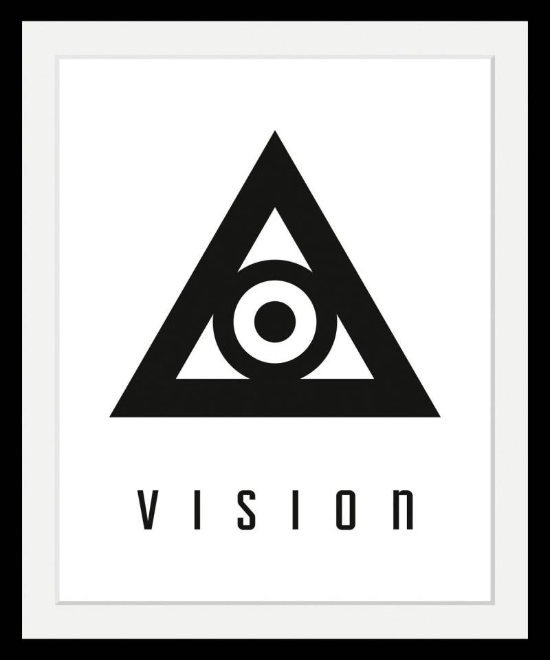 queence Bild »Vision«, Schriftzug-Schriftzüge-Motivationsbilder-Schwarz-Weiss, HD Premium Poster-Druck inkl. Holzrahmen von queence