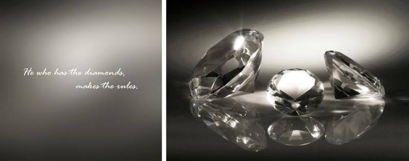 queence Leinwandbild »Diamonds«, Stein-Kunst-Modern-Spa-Spa Bilder-Sprüche-Sprüche & Texte-Schriftzug-Schriftzüge, (Set), Premium-Leinwandstoff, Handarbeit aus Deutschland, Spruch, 2er Set von queence