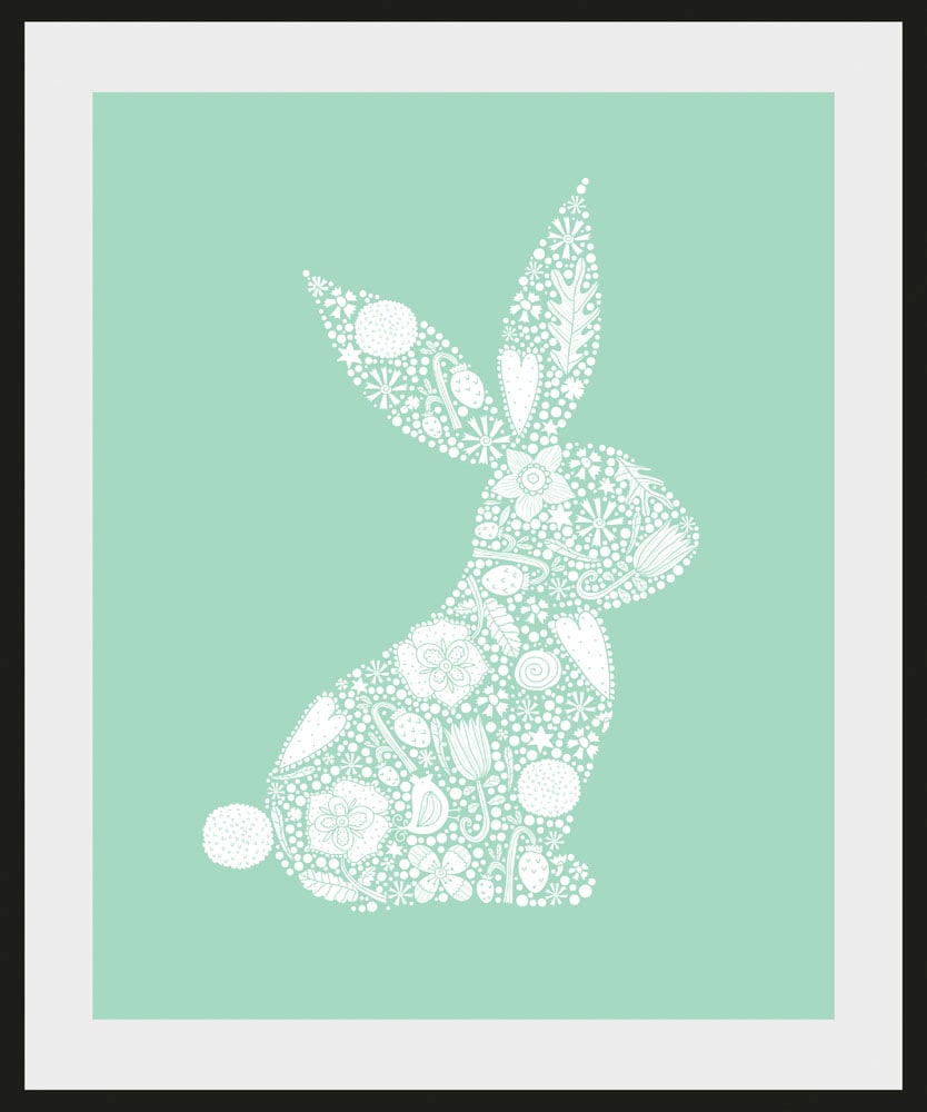 queence Bild »Akimo«, Hase-Hasen-Haustiere-Kunst-Ostern, (1 St.), HD Premium Poster-Druck inkl. Holzrahmen von queence