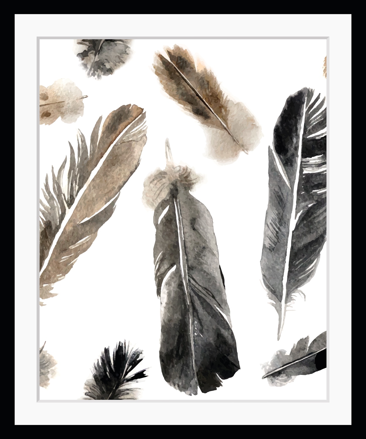 queence Bild »Alizia«, Federn-Kunst, HD Premium Poster-Druck inkl. Holzrahmen von queence