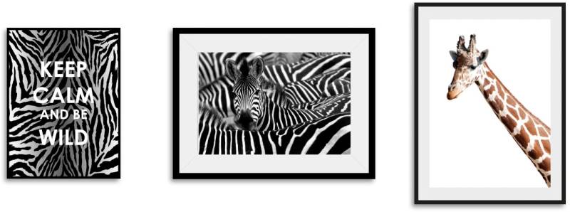 queence Bild »Animals«, Tiere-Schriftzug-Sprüche & Texte-Motivationsbilder-Giraffe-Giraffen-Giraffen Bilder, (3 St.), HD Premium Poster-Druck inkl. Holzrahmen - 3er Set von queence